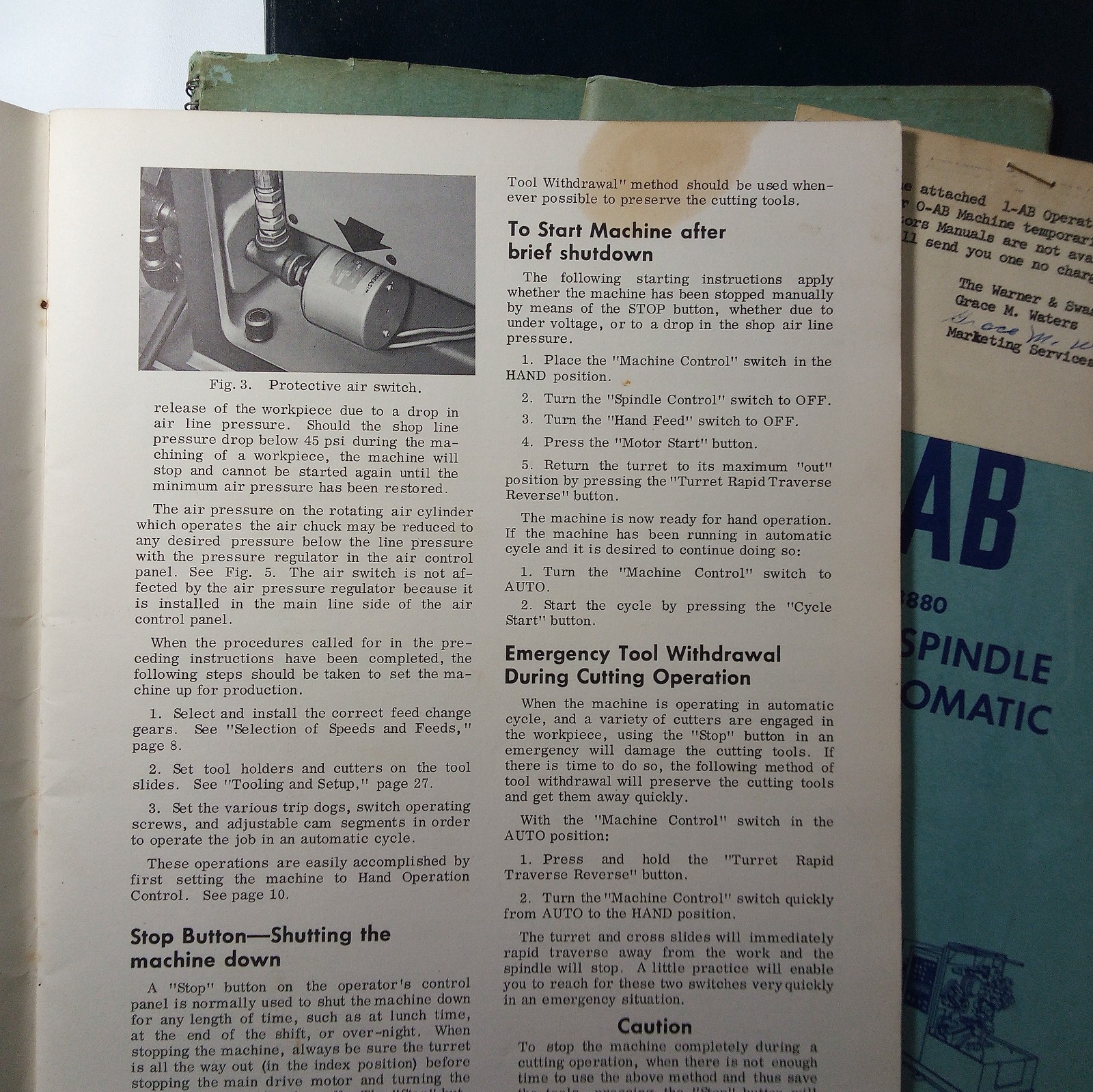 1960’s Warner & Swasey Ohio Manual Handbook Lot of 7 + Starrett Catalog #27 and