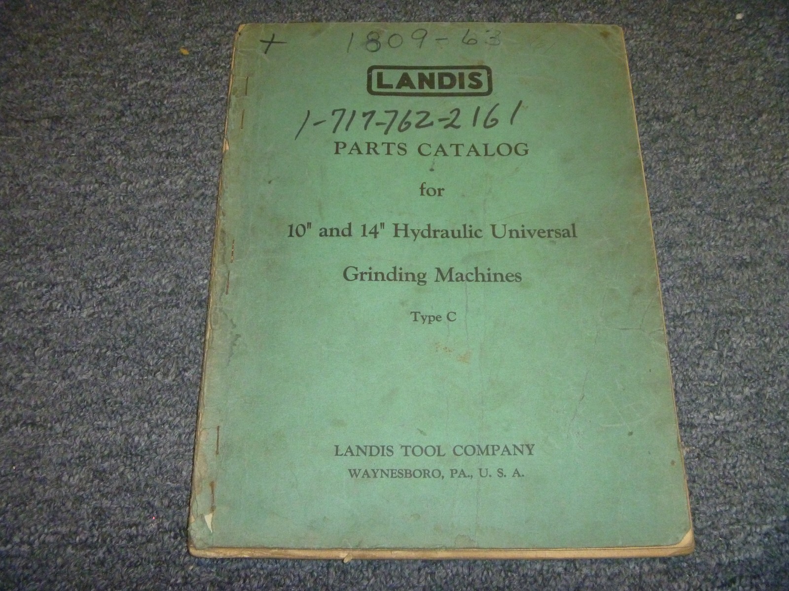 Landis 10″ & 14″ Type C Universal Grinding Machines Parts Catalog Manual xz