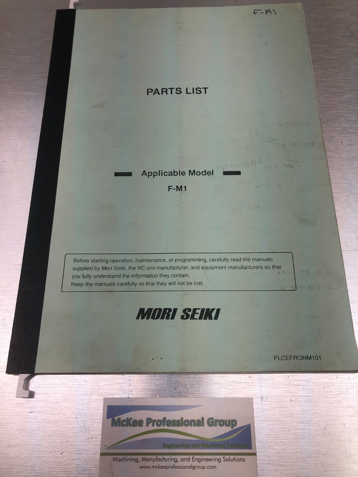 Mori Seiki Parts List – Applicable Model F-M1 – PLCEFRONM101