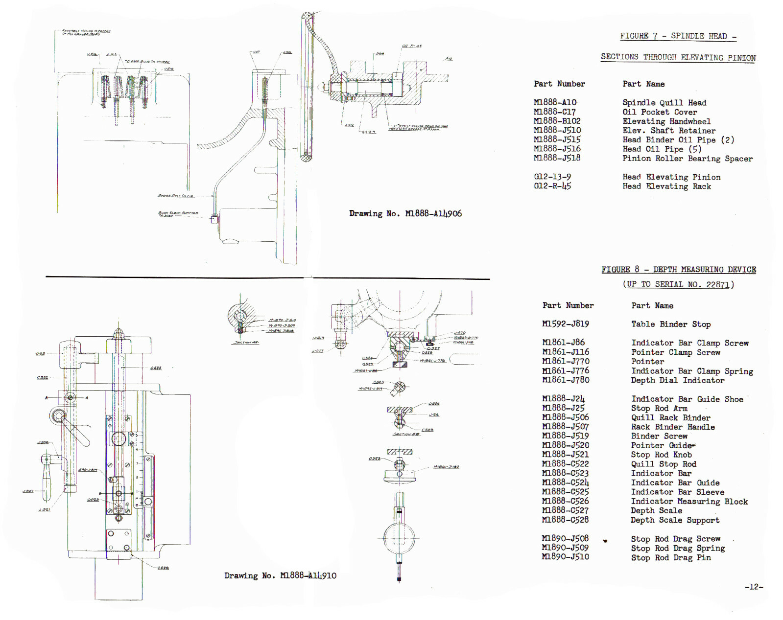 Pratt & Whitney No. 1E Jig Borer Repair Parts Manual #1375