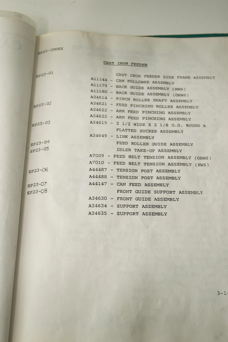 Halm Jet Printing Press Spare Parts Diagrams SP23 Manual