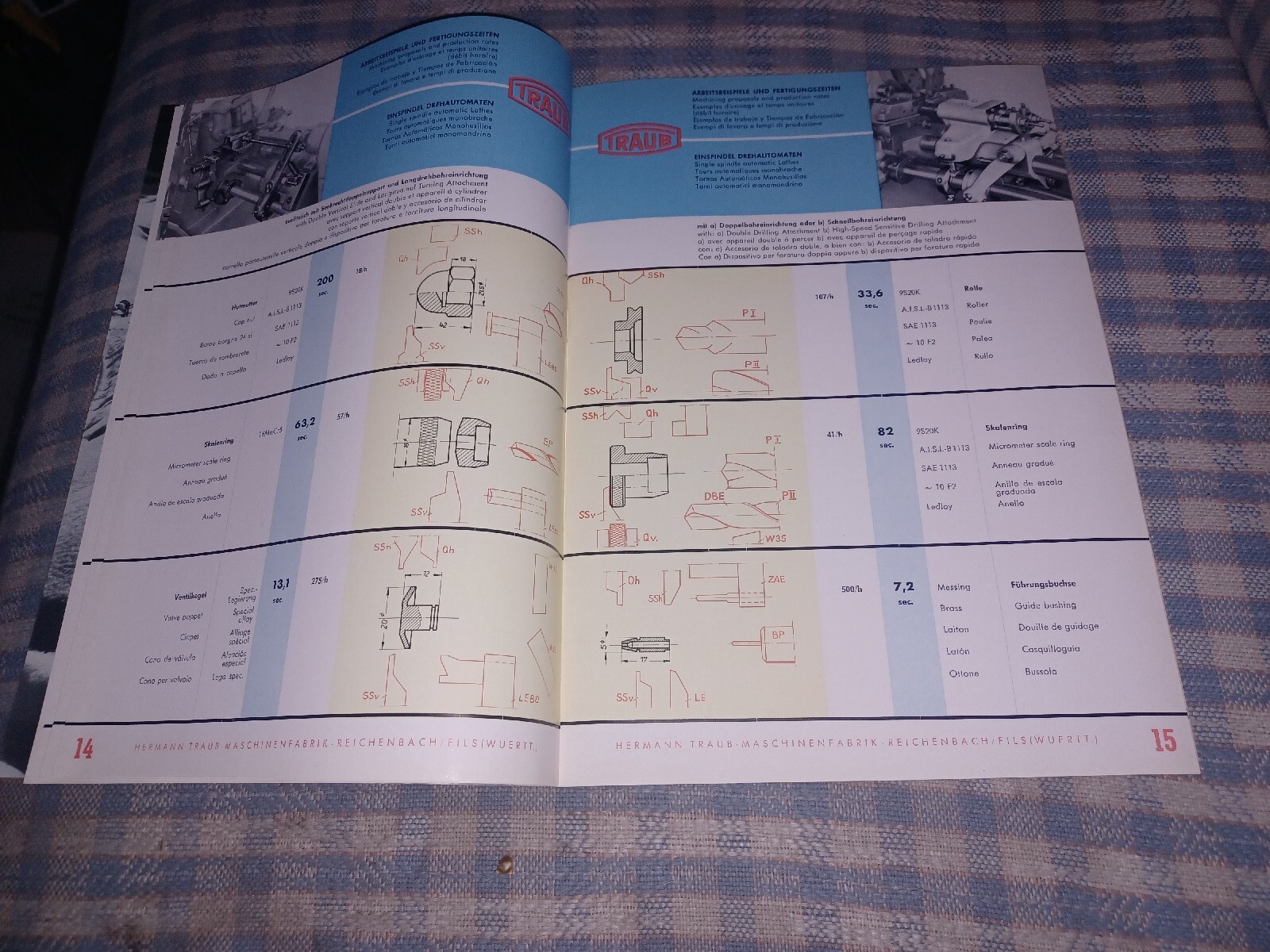 HERMANN TRAUB west Germany TOOLS 1958 Catalog Journal TURNED PARTS machinist VTG