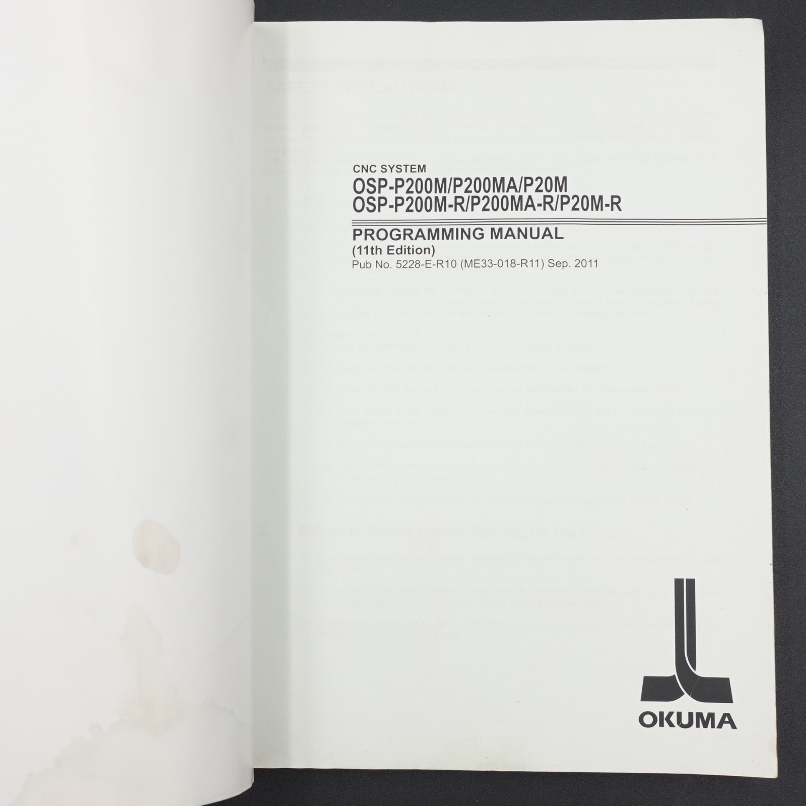 Okuma Programming Manual CNC Systems Pub No ME33-018 PB 11th Edition Acceptable