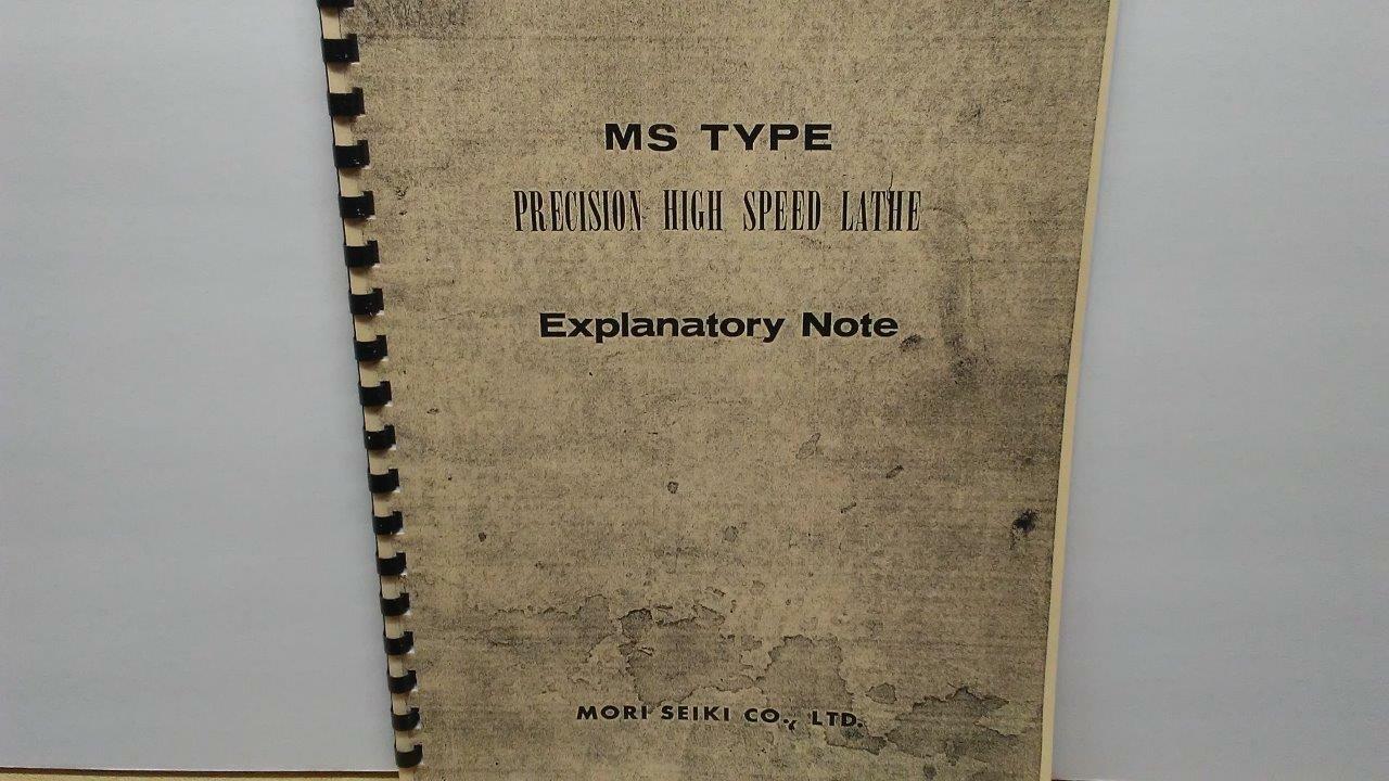 Mori Seiki MS-850, MS-1050 & MS-1250 Lathe Instruction Manual