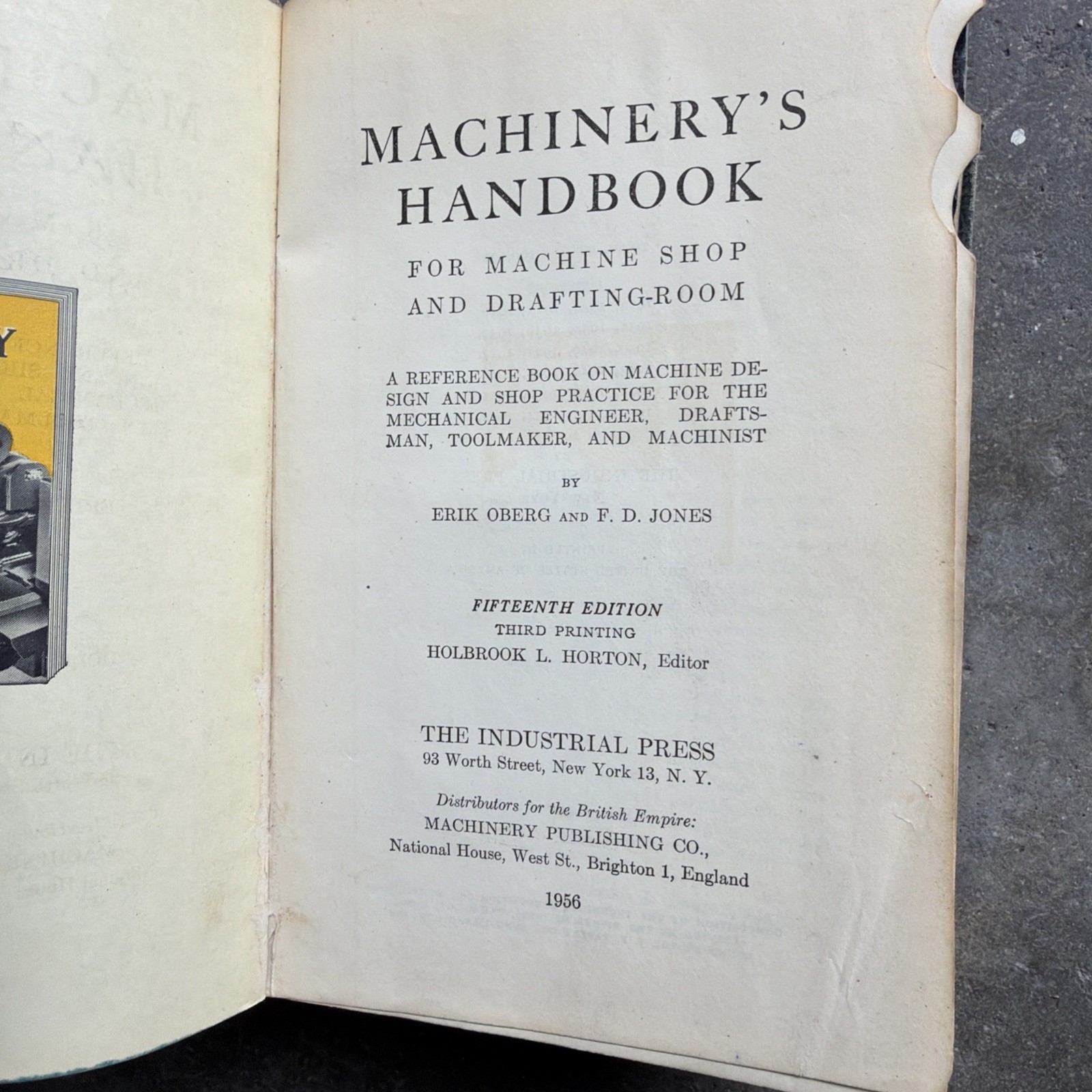 MACHINERY’S HANDBOOK For Machine Shop – 1956 Industrial Press 15th Edition
