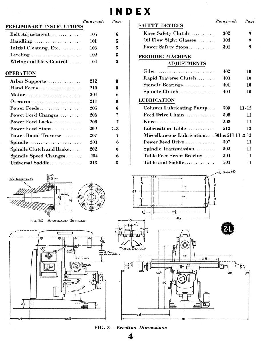 VAN NORMAN 2LP, 2LU Horizontal Milling Machine Operator Service Part Manual 1767