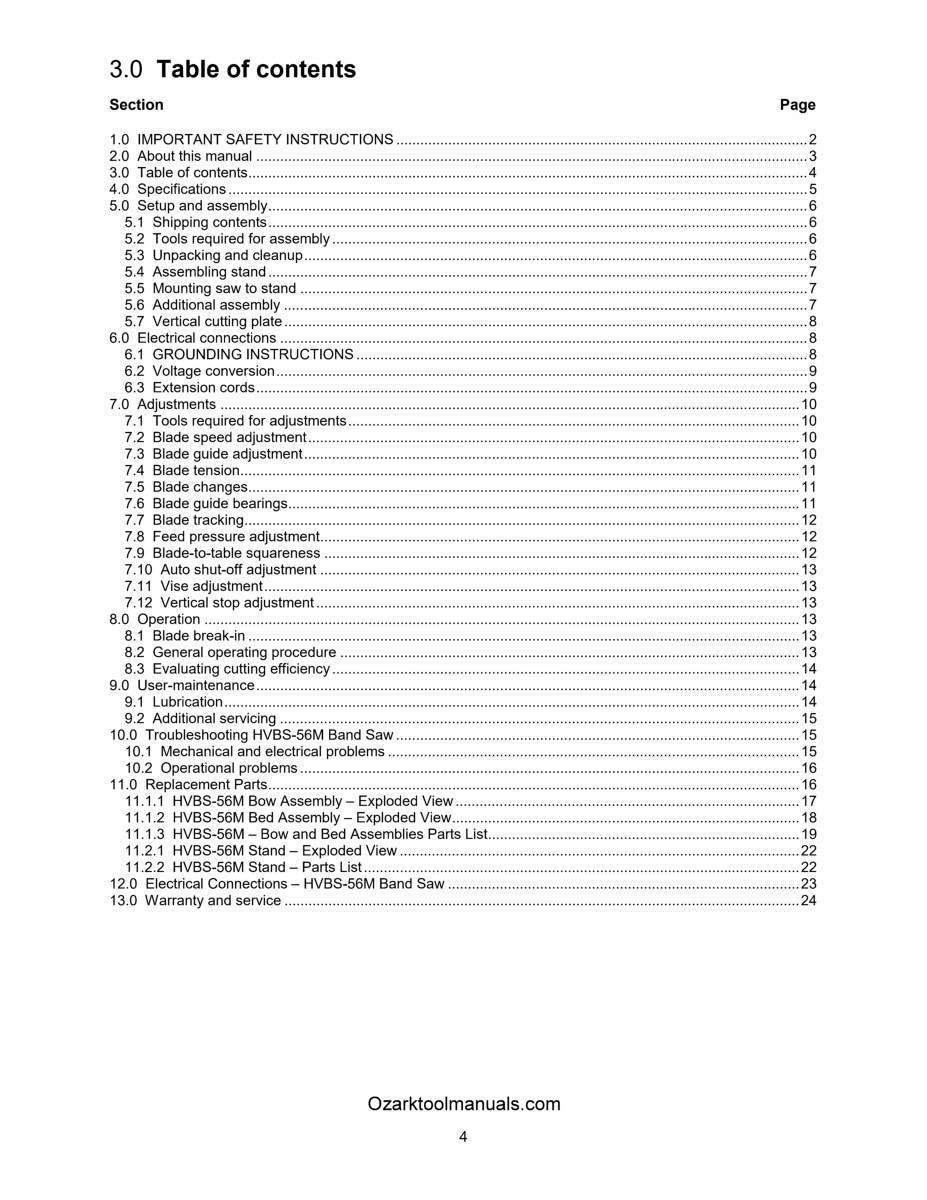 JET HVBS-56M 5×6 Horizontal Metal Band Saw Operator Instruction Part Manual 1627