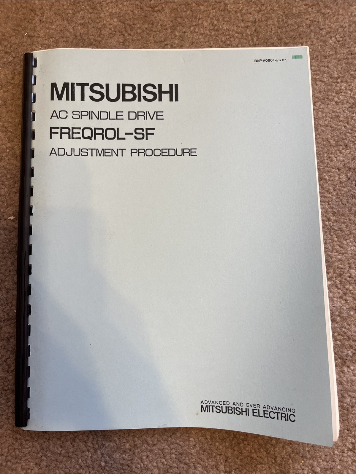 Mitsubishi AC Spindle Drive FREQROL-SF Adjustment Procedure Manual