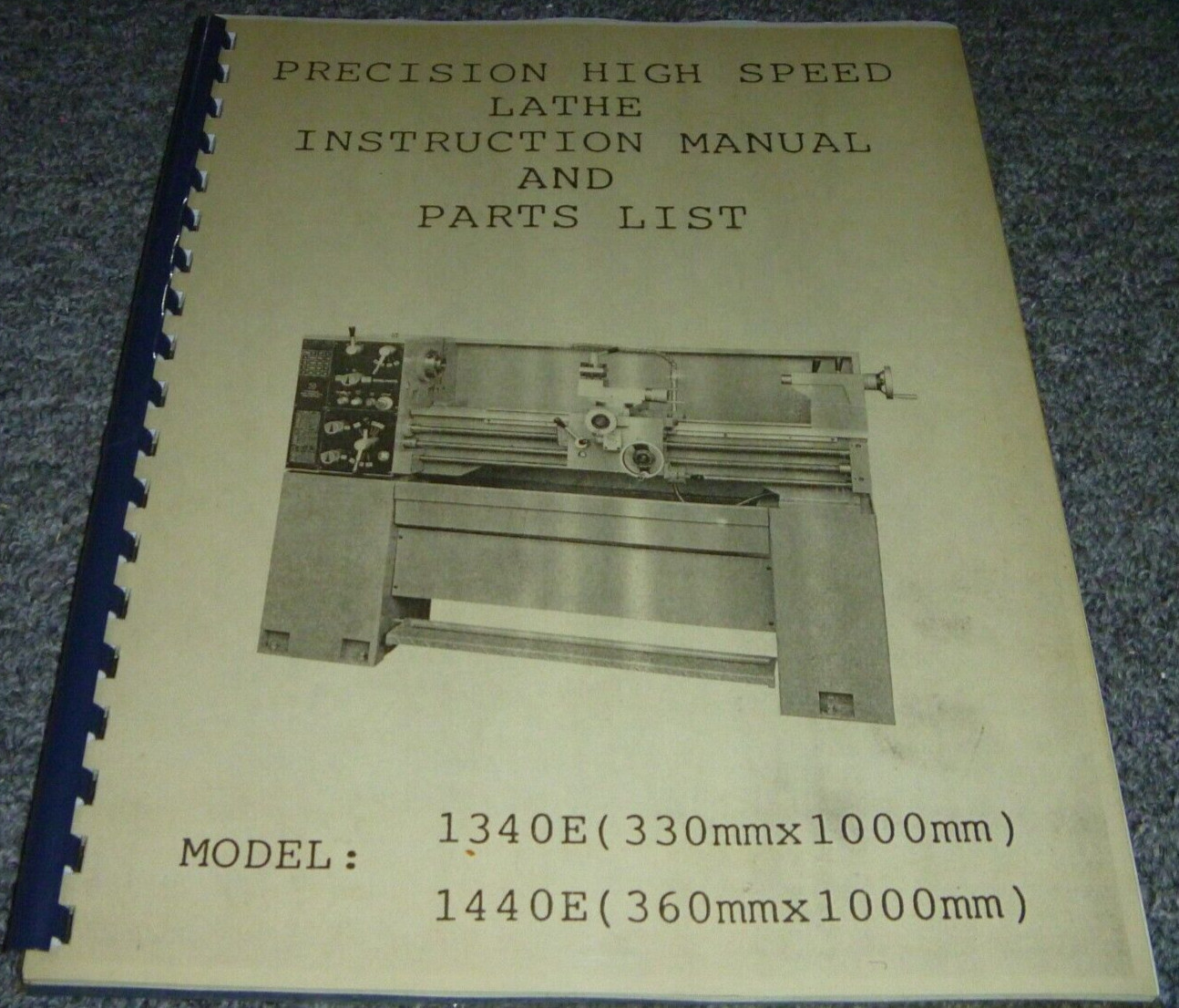 Standard Modern 1440E Precision High-Speed Lathe Parts List & Operator Manual xz