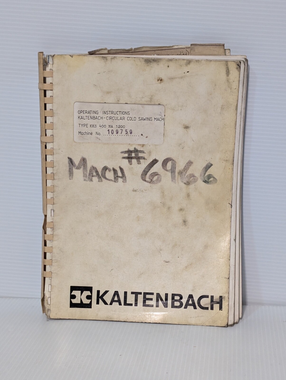 Kaltenbach KKS-400 NA Circular Cold Sawing Machine Operating Instructions Manual