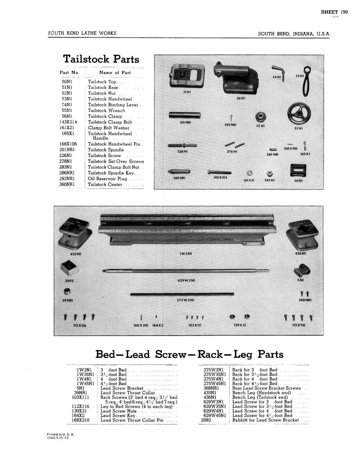 South Bend 9″ Model C Lathe Replacement Parts List Manual #1289