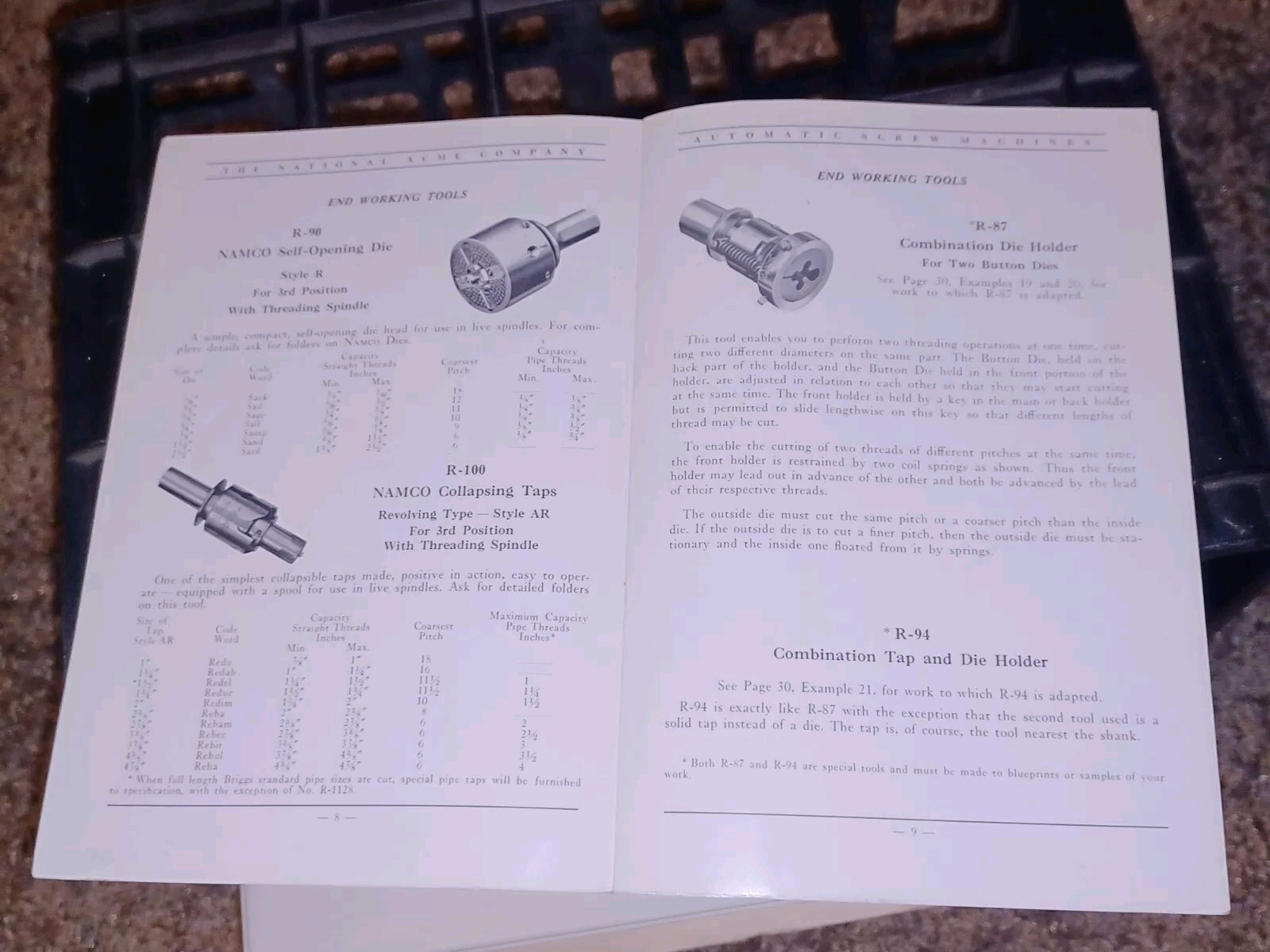 National Acme Company Model A MULTIPLE SPINDLE AUTOMATIC SCREW MACHINE CATALOG
