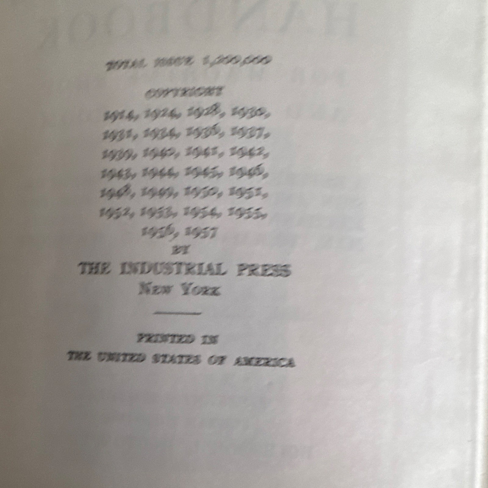 The Industrial Press Machinery’s Handbook 15th Edition 1957 Hardcover Machining
