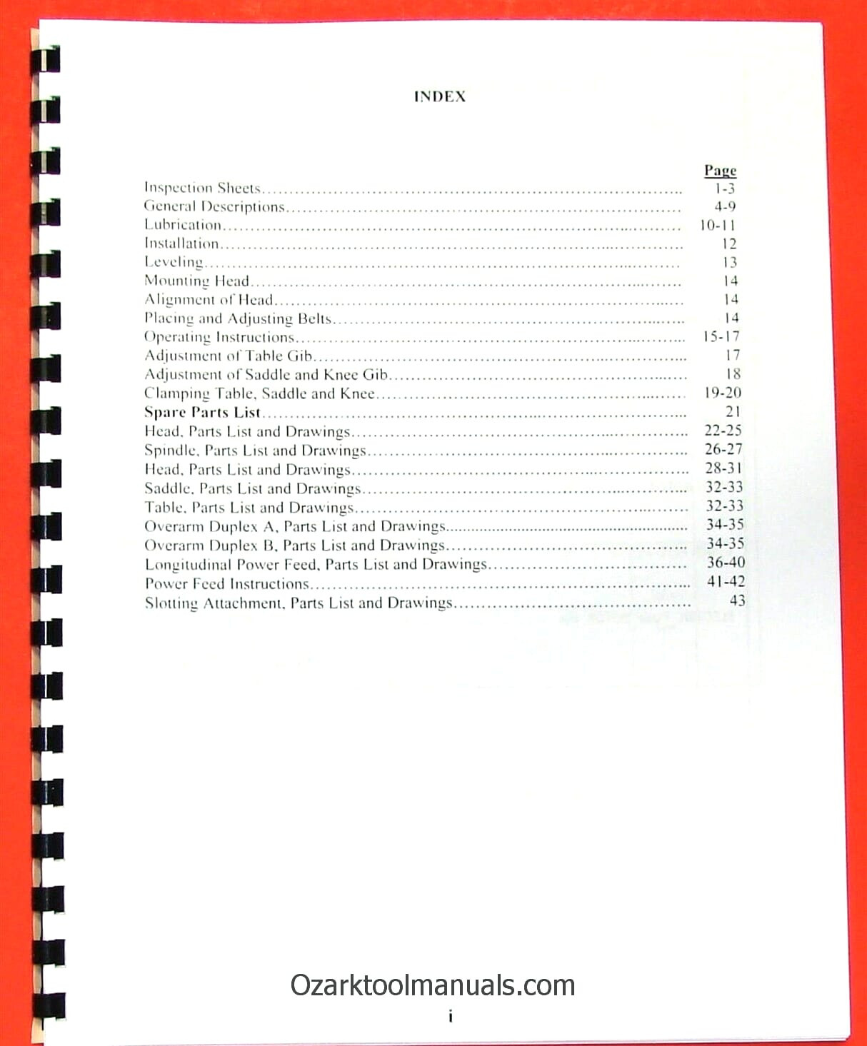 INDUMA 1-S Vertical Turret Milling Machine Owner Instruction Parts Manual 0368