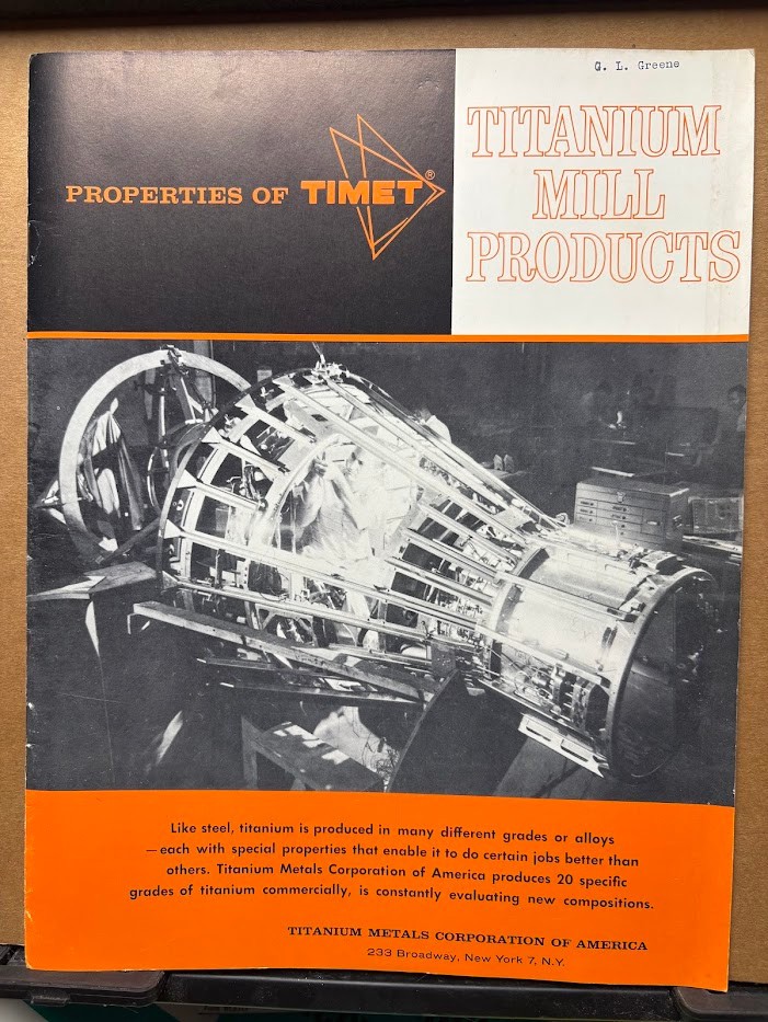 1965 Timet Catalog Titanium Metals Corp of America Mill Products Properties