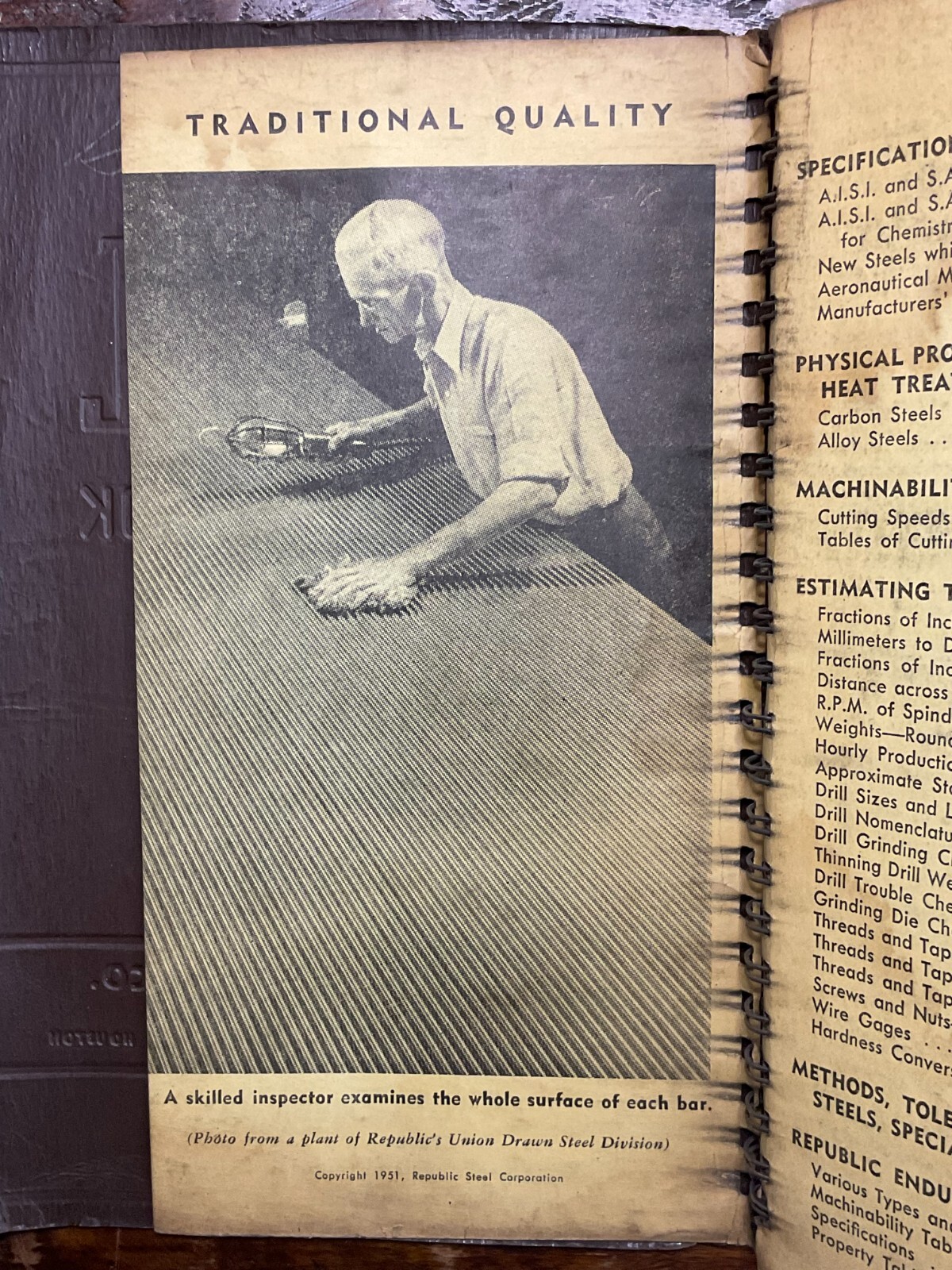 1951 Steel Handbook for Machine Tool Users-by Republic Steel-Leatherbound