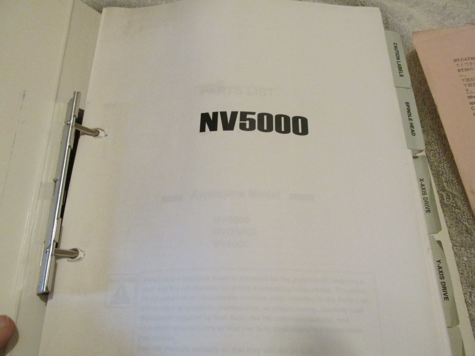 FACTORY MORI SEIKI CNC MACHINING CENTER NV5000 NVD5000 PARTS-LIST MANUAL BOOK