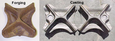 This ice cleat (for a U.S. tank application) illustrates the possibilities available through metal castings. Conversion from a forging to a design taking advantage of the casting process reduced the lead-time delivery by 70%.